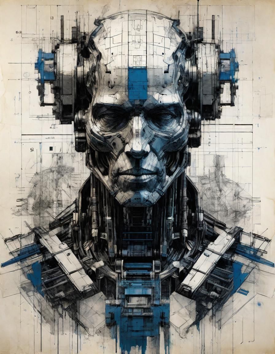 Ancient Exoskeleton Blueprint Diagram in Charcoal Style