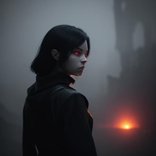 Eerie Bedroom Encounter: Shadowy Figure in Dark Fantasy Art