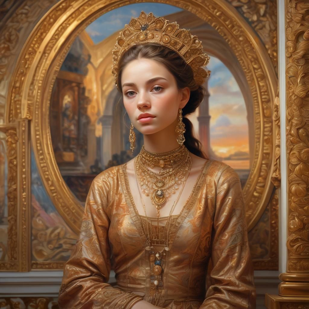 Impressionistic Portrait in Opulent Setting