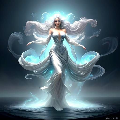 Wind Elemental Woman Rises From Vortex