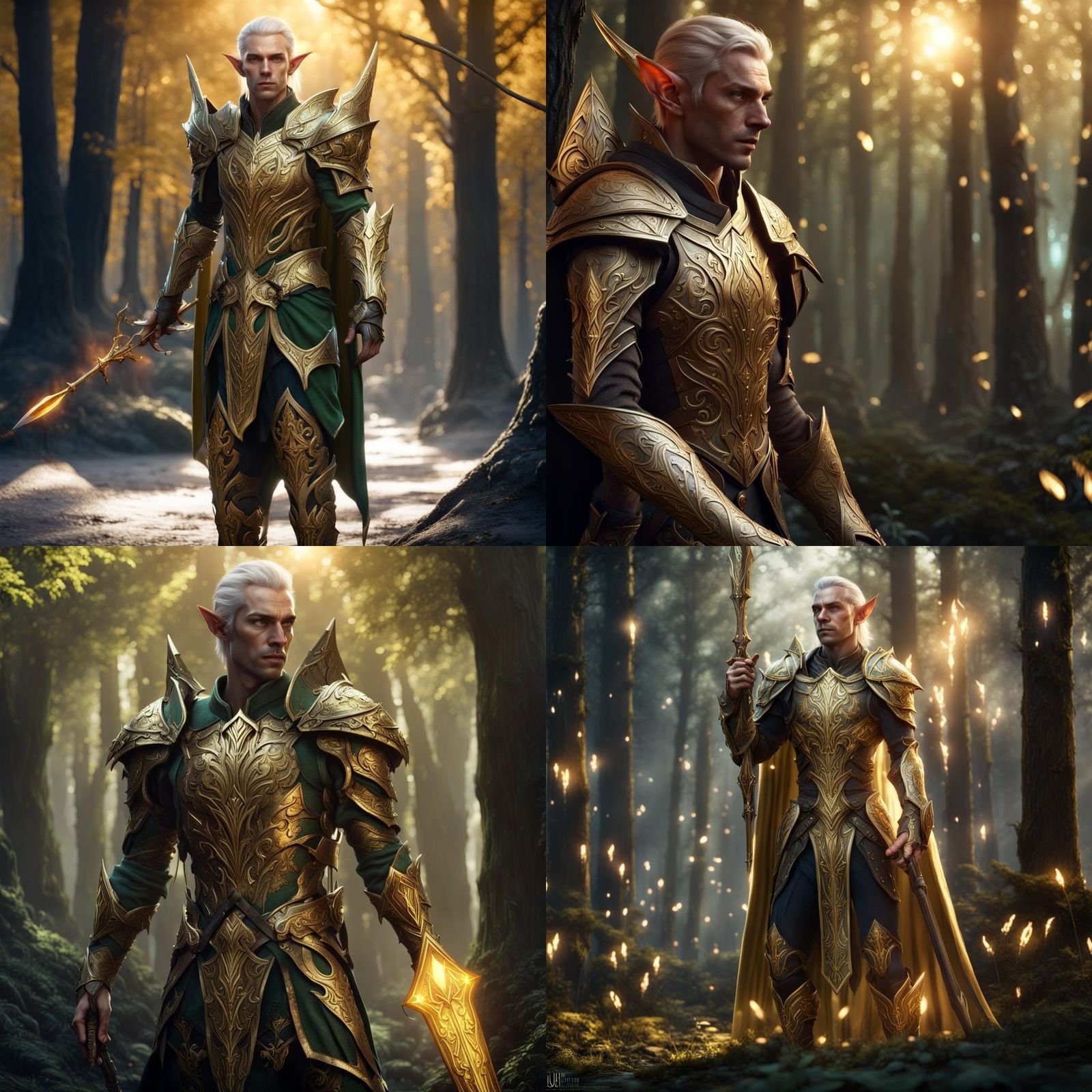High Elf Warrior in Enchanted Forest