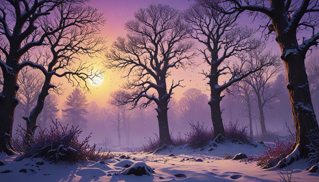 Dark Fantasy Winter Landscape in Intricate Detail