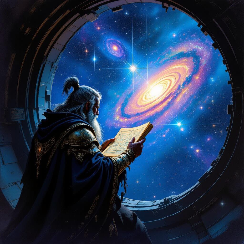 Wise Warrior Studies Galaxies In Oil Painting