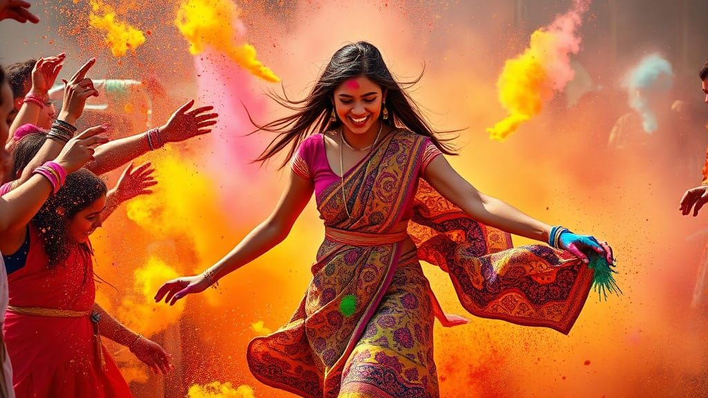 Joyful Celebration of Holi in Vibrant Colors