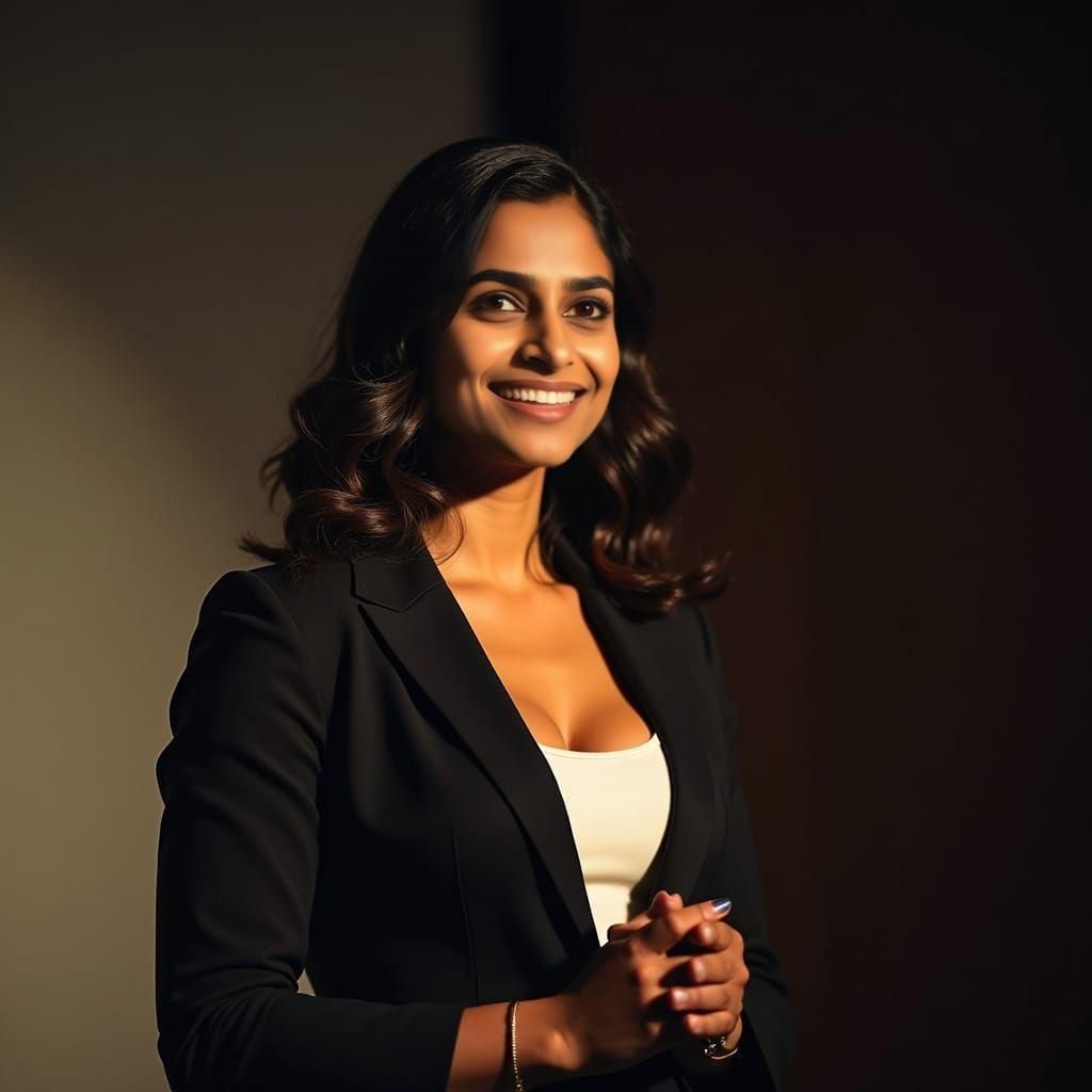 Confident Indian Woman Master of Ceremonies: Cinematic Portr...