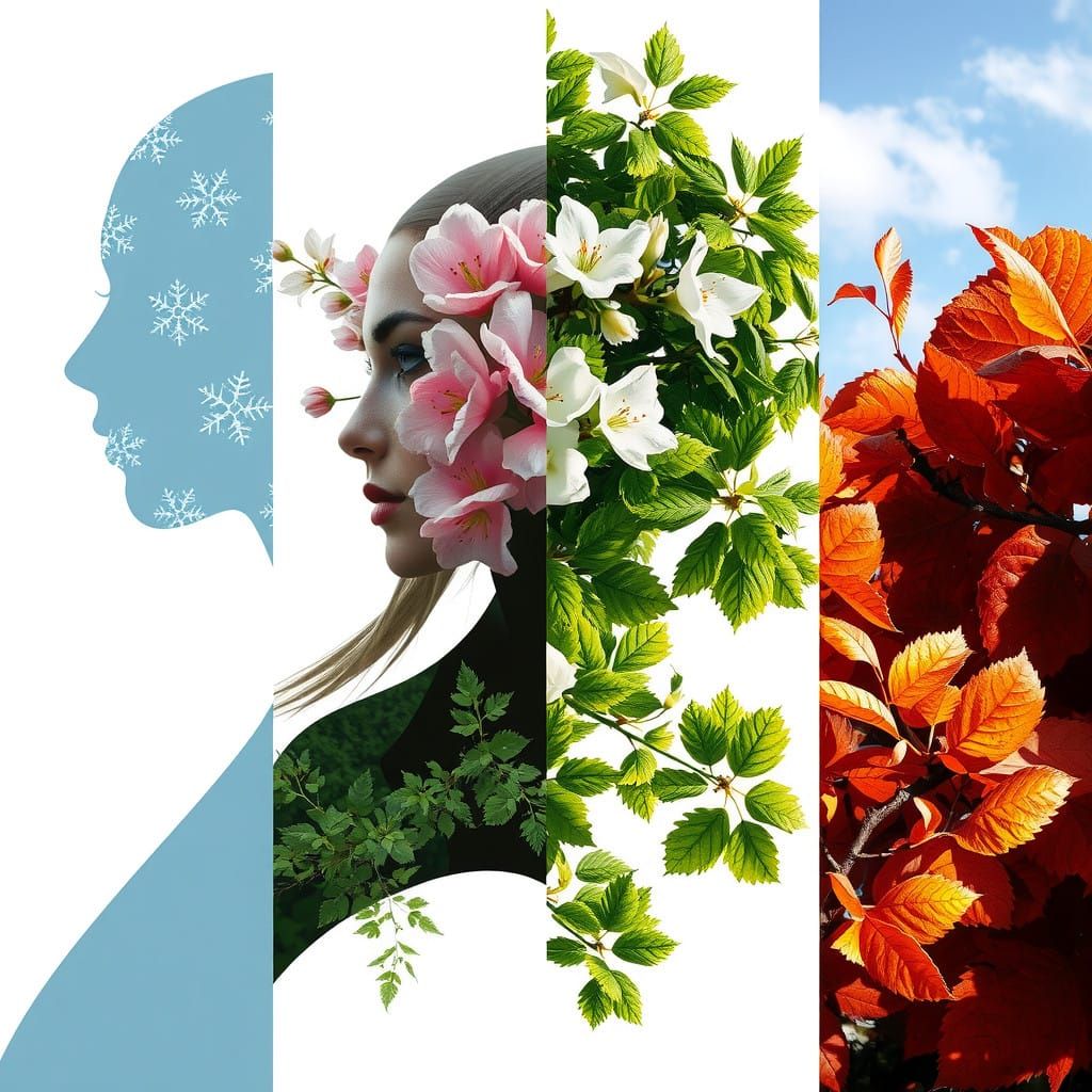 Surreal Seasons Glitch Art Masterpiece in Hyper-Realistic St...