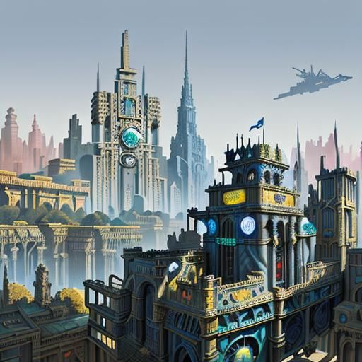 Dieselpunk Knights Jousting in a Cyberpunk City
