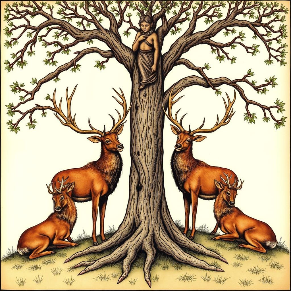 Dáinn, Dvalinn, Duneyrr and Duraþrór.