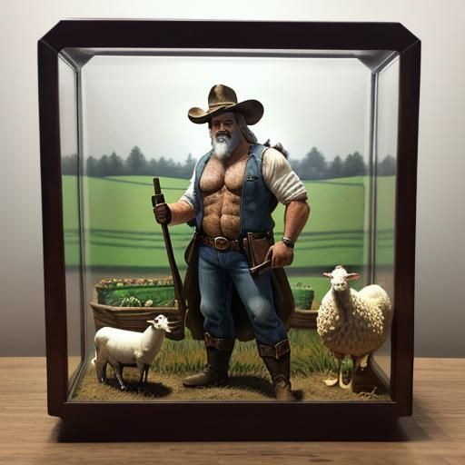 Miniature Farm Scene in Glass Cubes