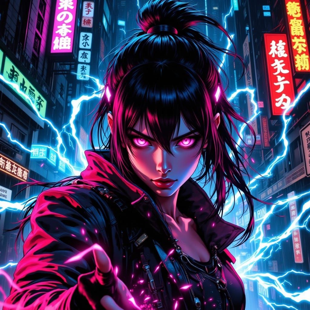 Anime Hero in Cyberpunk City Brawl, Studio Trigger Style