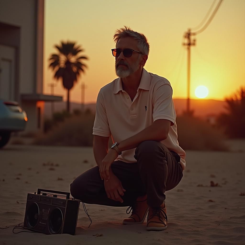 Nostalgic Poet in Los Angeles Sunset
