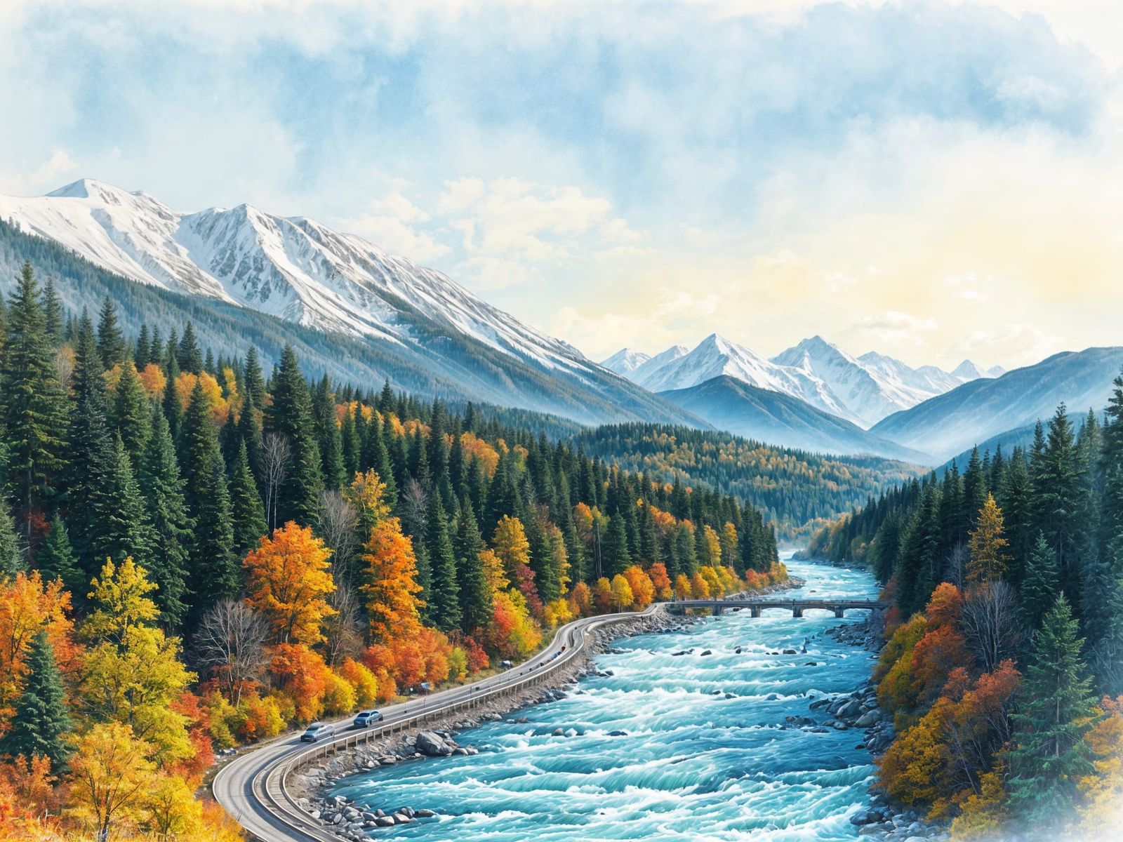 Whimsical Forest Scene in Pastel Hues