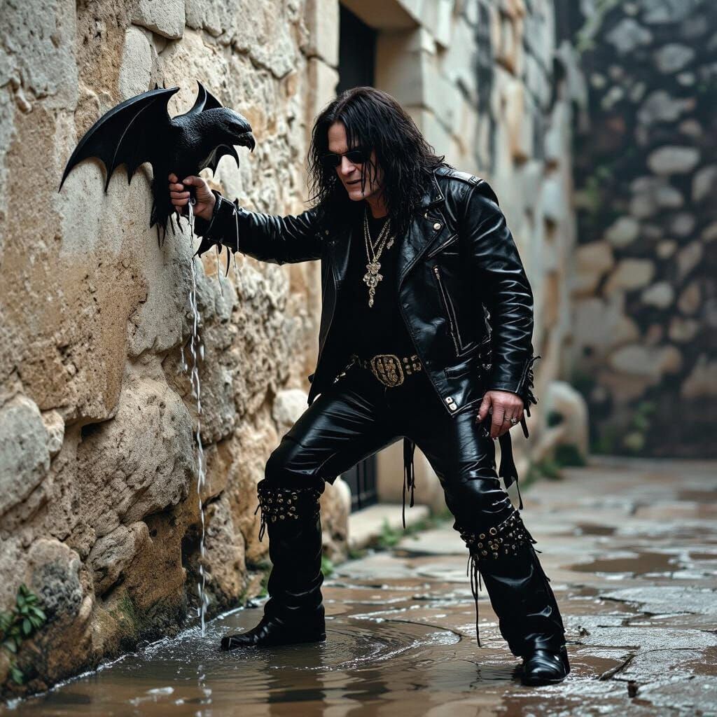 Ozzy Osbourne Peeing on Alamo, Gothic Surrealism
