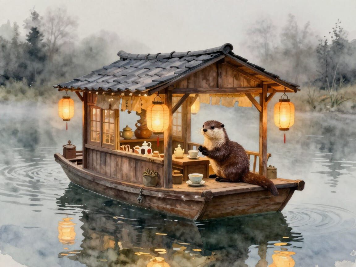 Otter Tea Shop by Lantern Light