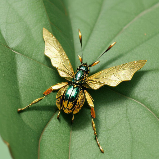 Golden Wheel Bug in Hyper-Realistic Digital Art