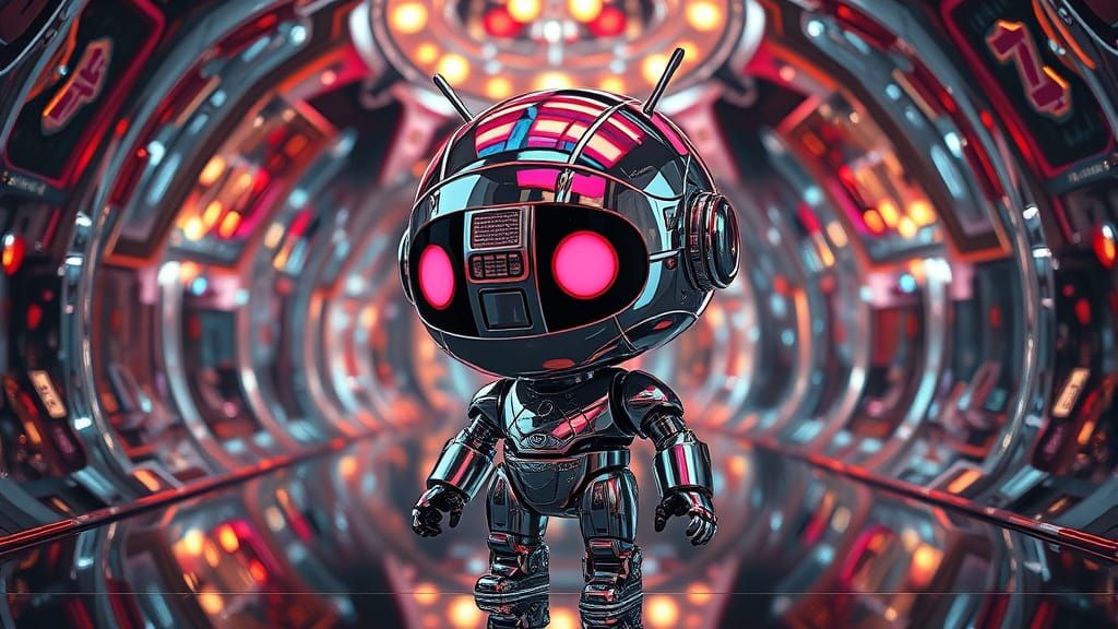 Android Robot Reflected in a Kaleidoscope of Mirrors