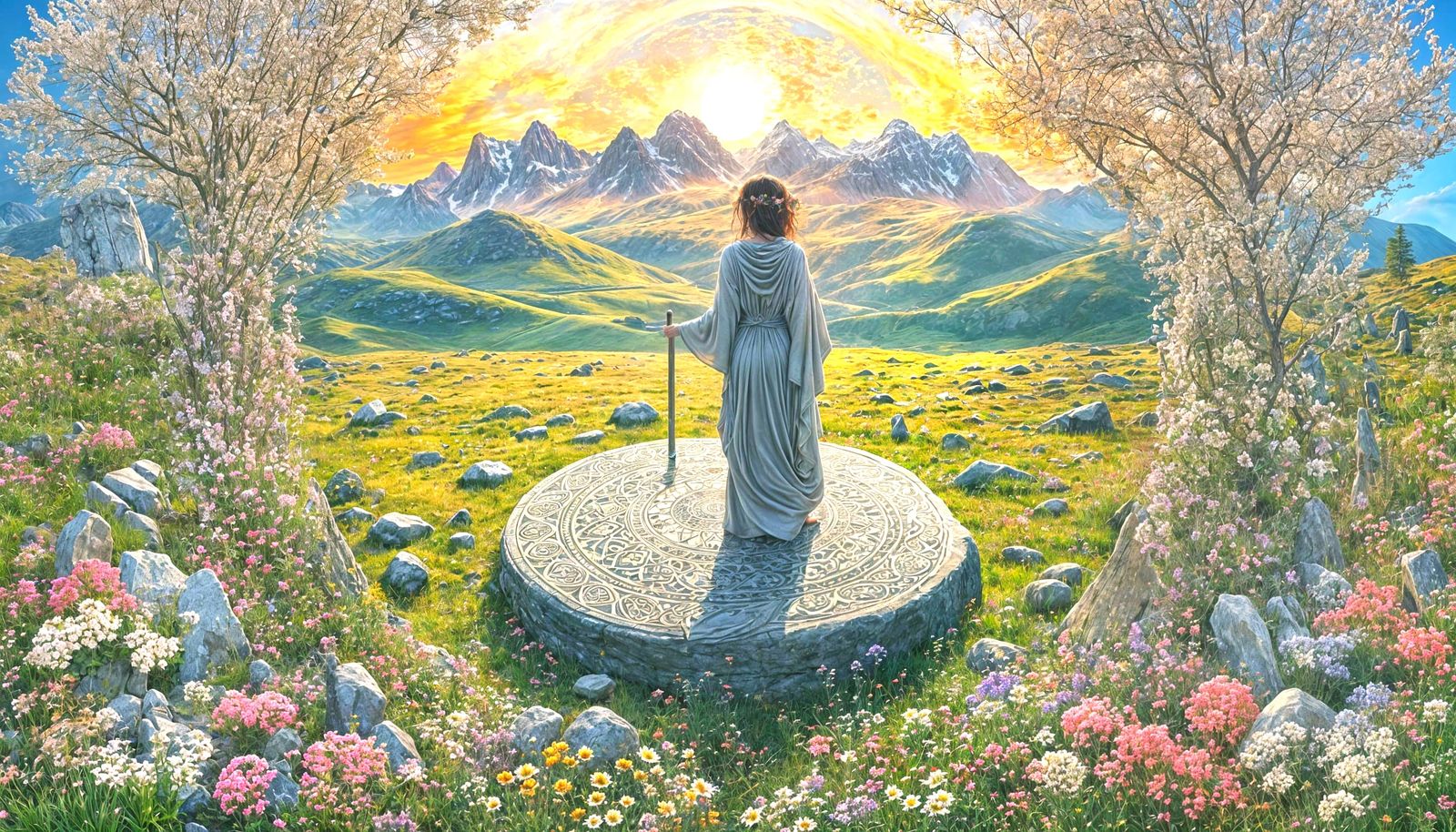 Vernal Equinox Standing Stones Mandala Ying Yang Ultra-Wide ...