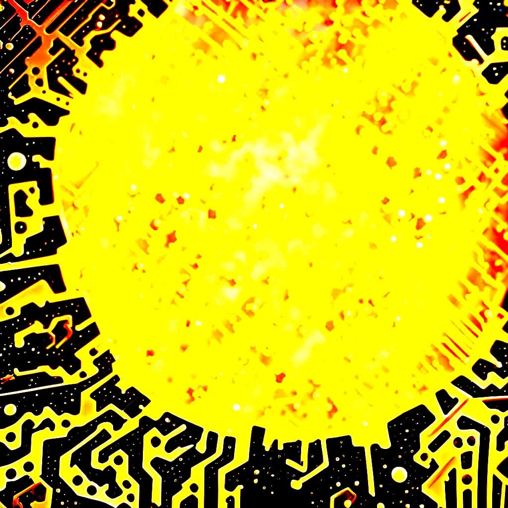 Radiant Sunbeams Outshine Goth Circuitboard Abstract