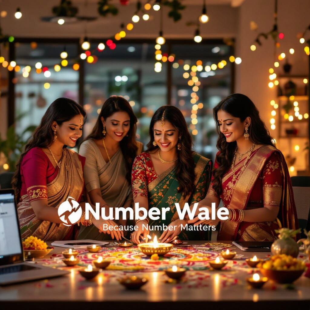 Diwali Office Decor with Women and Company Logo