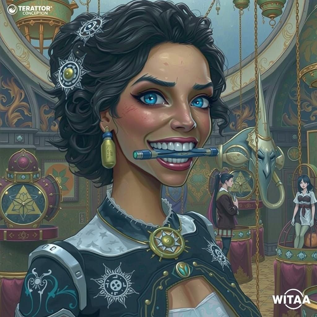 Stylish Mystic Realm Figure Struggles with Futuristic Vibrat...