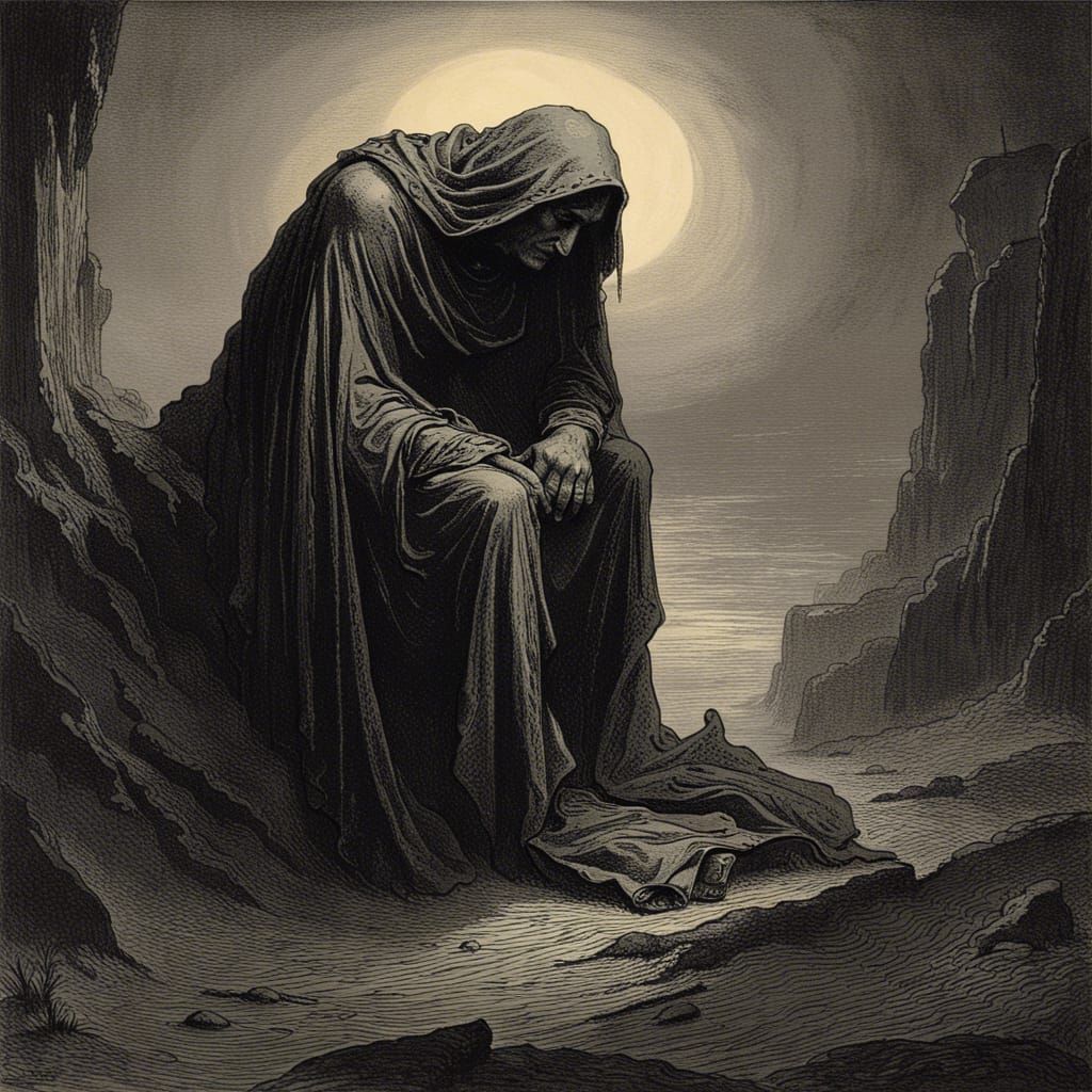 Dark Vision of Sadness in Doré Style