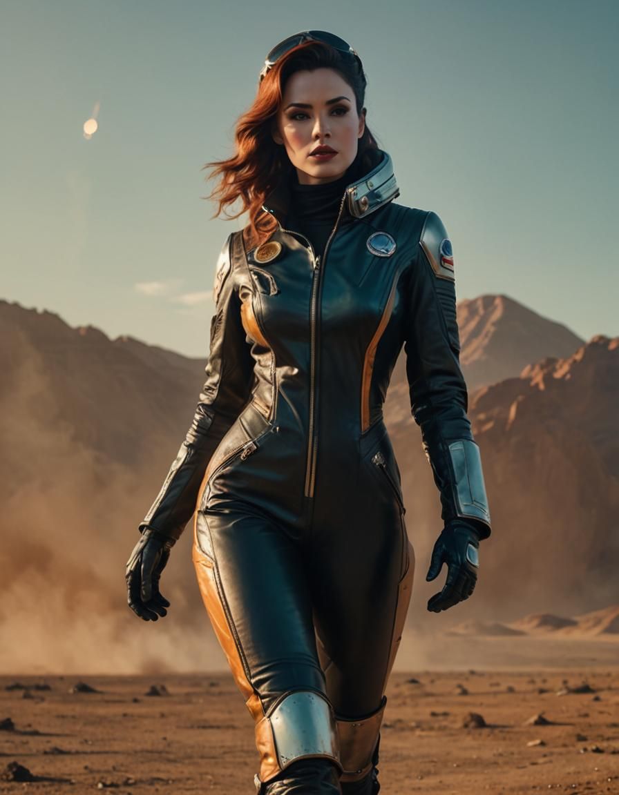 Retro-Futuristic Space Explorer in Pin-Up Style