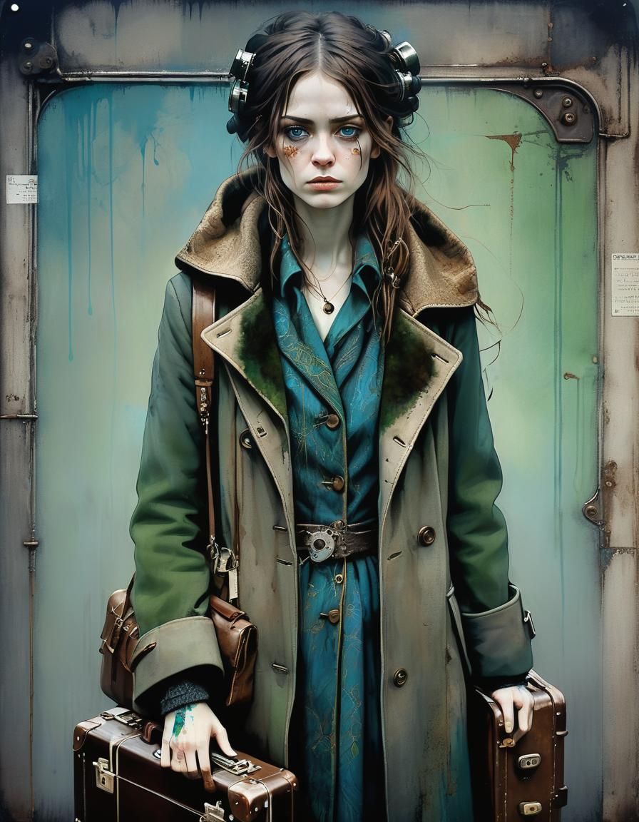 Steampunk Portrait: Beautiful French Woman with Piercing Gaz...