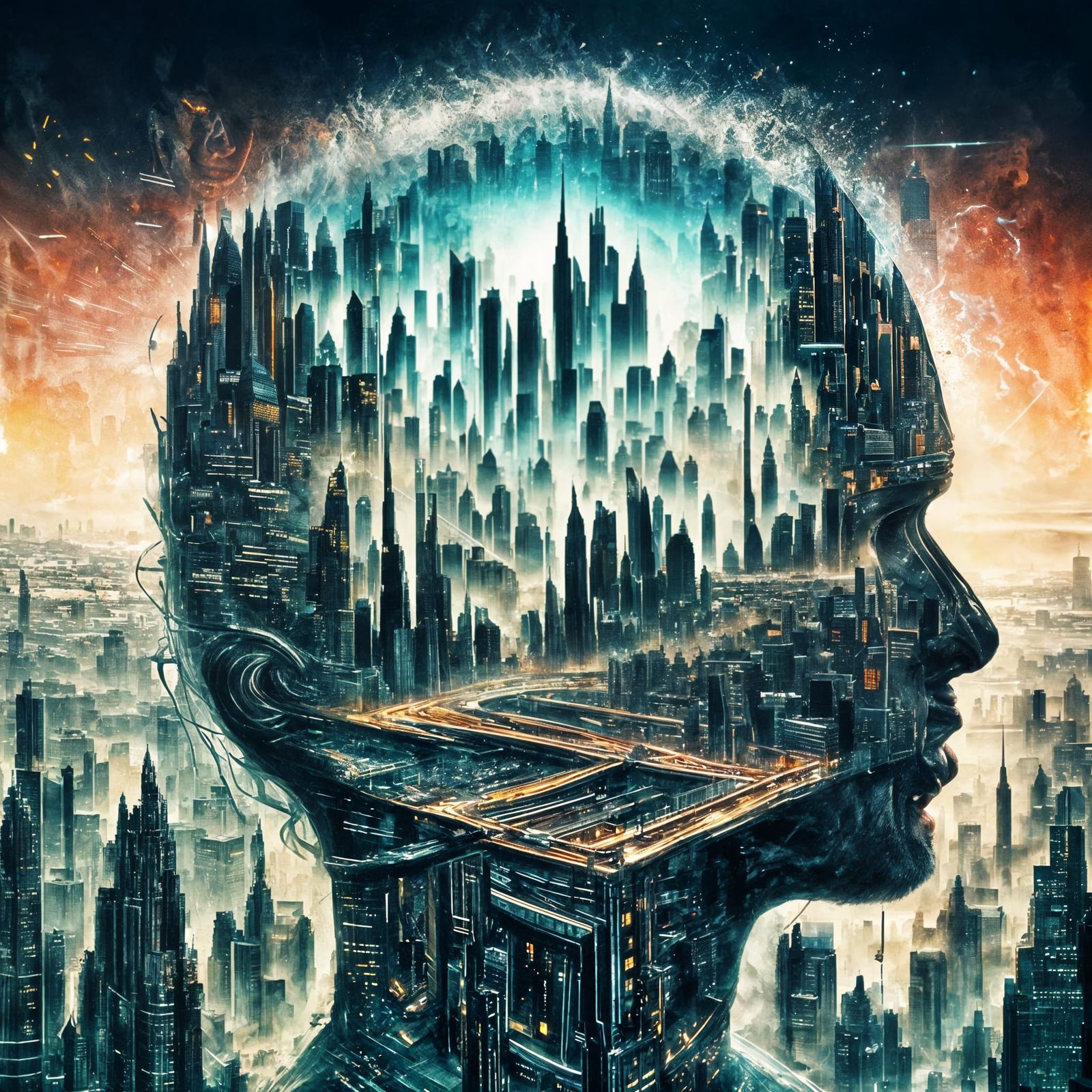 Double Exposure: Face and Cityscape Fusion