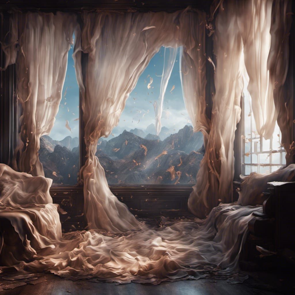 Wind Rips Curtain in Detailed Matte Painting