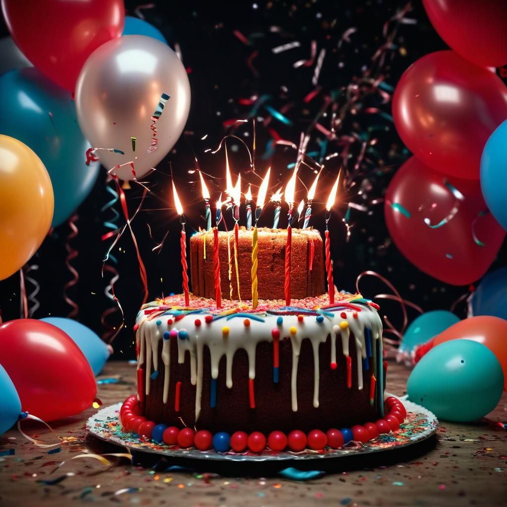 Dynamite Birthday Cake in Hyperrealistic Style