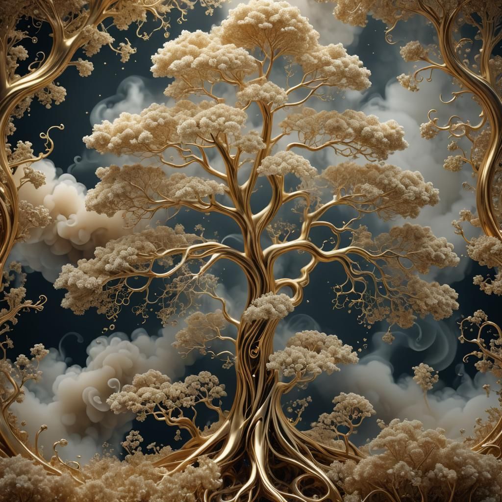 Golden Smoke Tree: Hyper Detailed Macro Photography