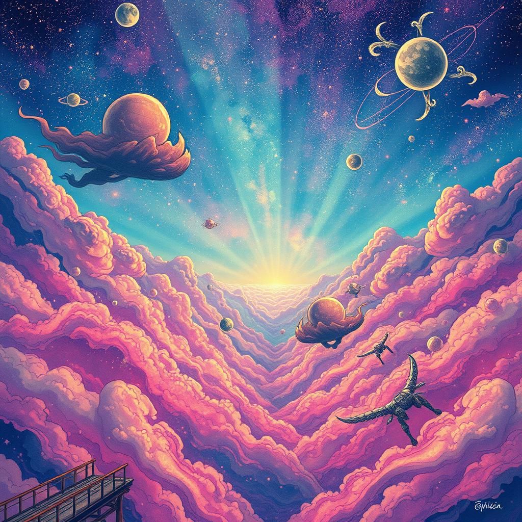 Galactic Spirit Realm in Studio Ghibli Style