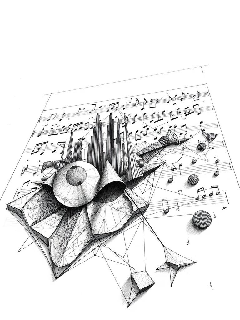 Intricate Avant-Garde Graphic Score with Occult Symbols