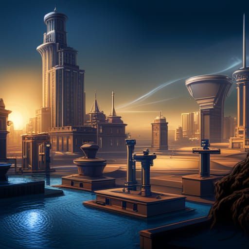 Sim City Water Monitoring Interface in Duotone