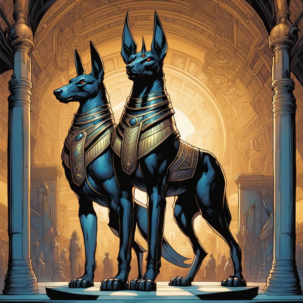 Anubis in Comic Book Art Style