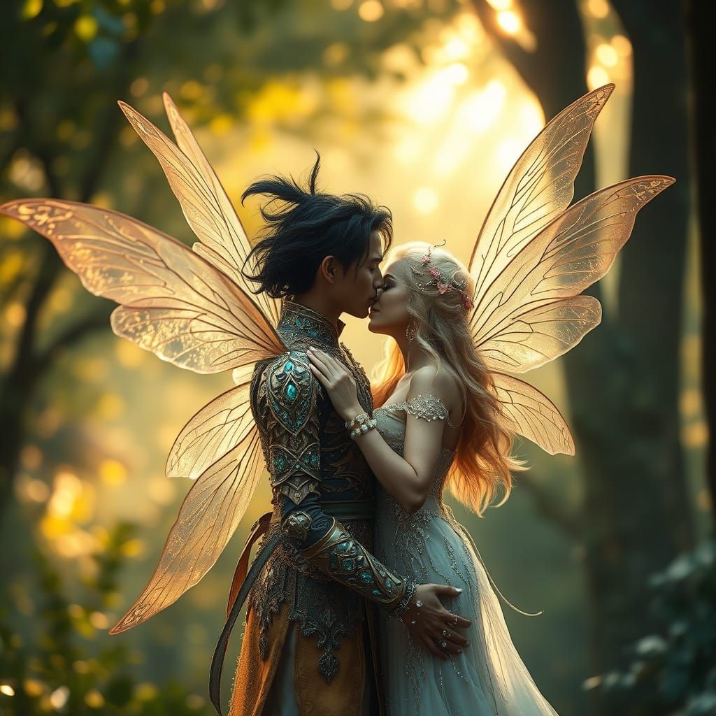 Ethereal Fairy Lovers in Enchanted Forest