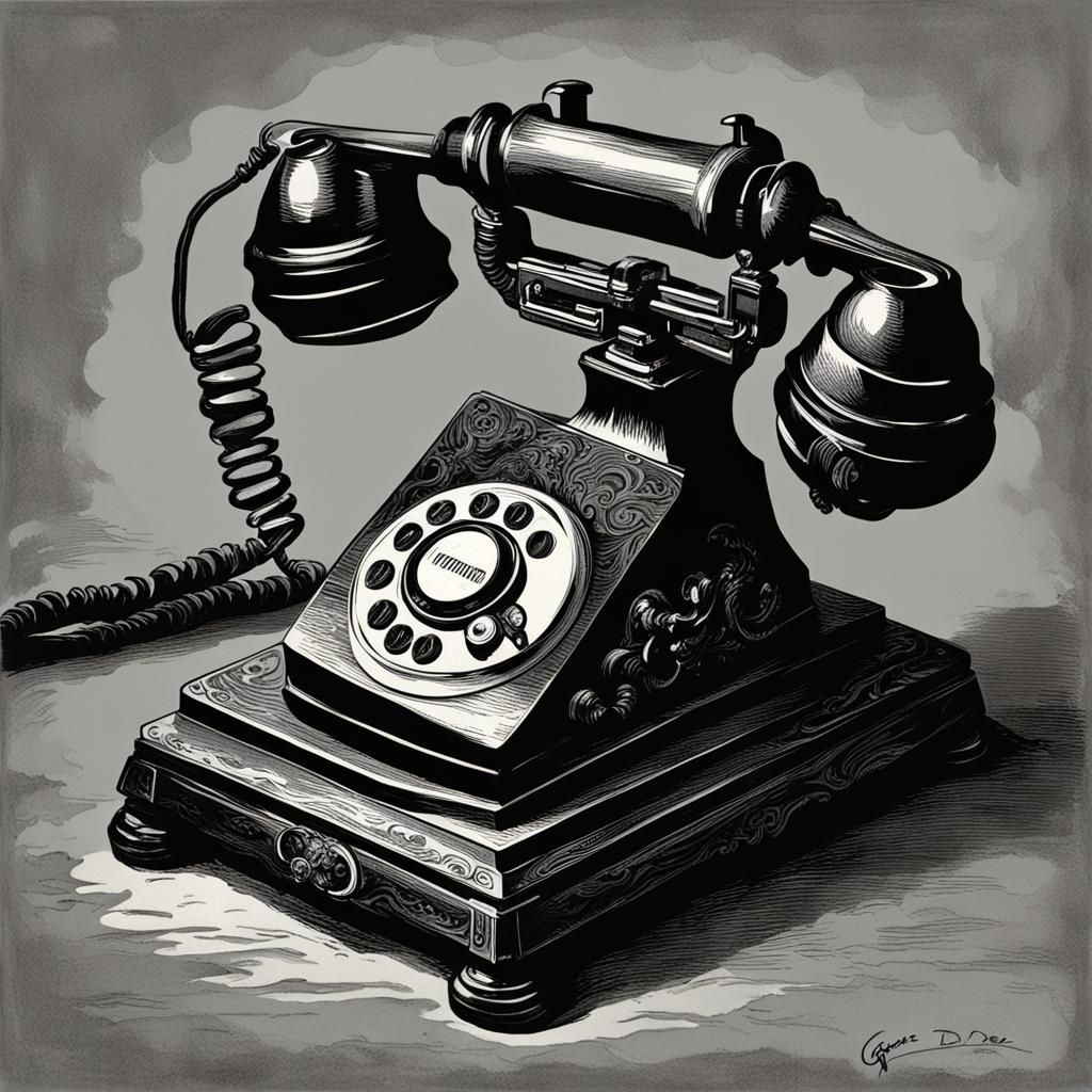 Vintage Telephone in Gothic Horror Style