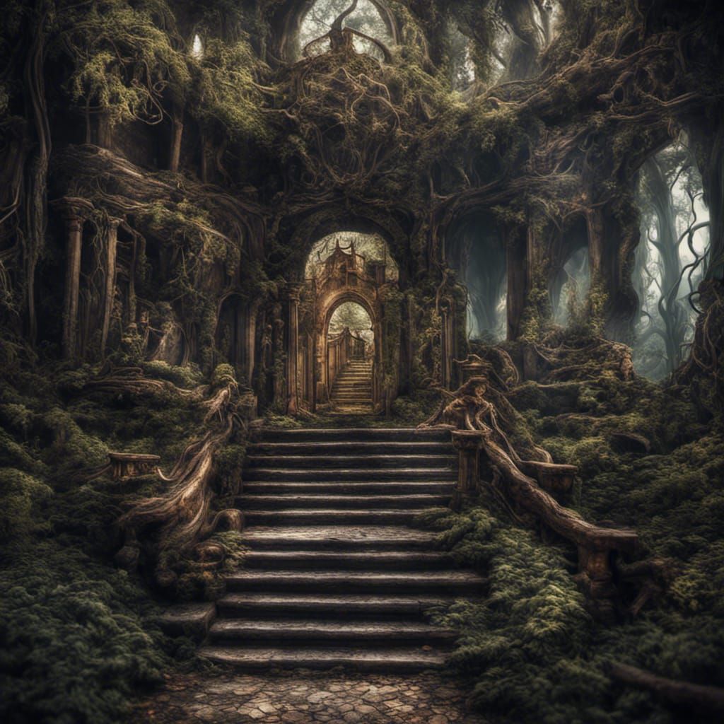 Dark Fantasy Wonderland in Hyperrealistic Style