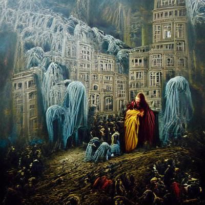 Haunted City in Gustave Doré Style