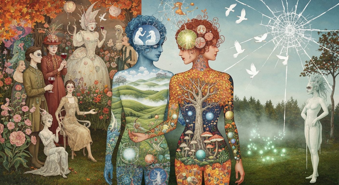 Surreal Garden Party in Fantasy Art Style