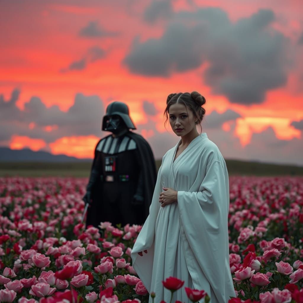 Jenna Fischer as Princess Leia in a Rose Petal Field with Da...