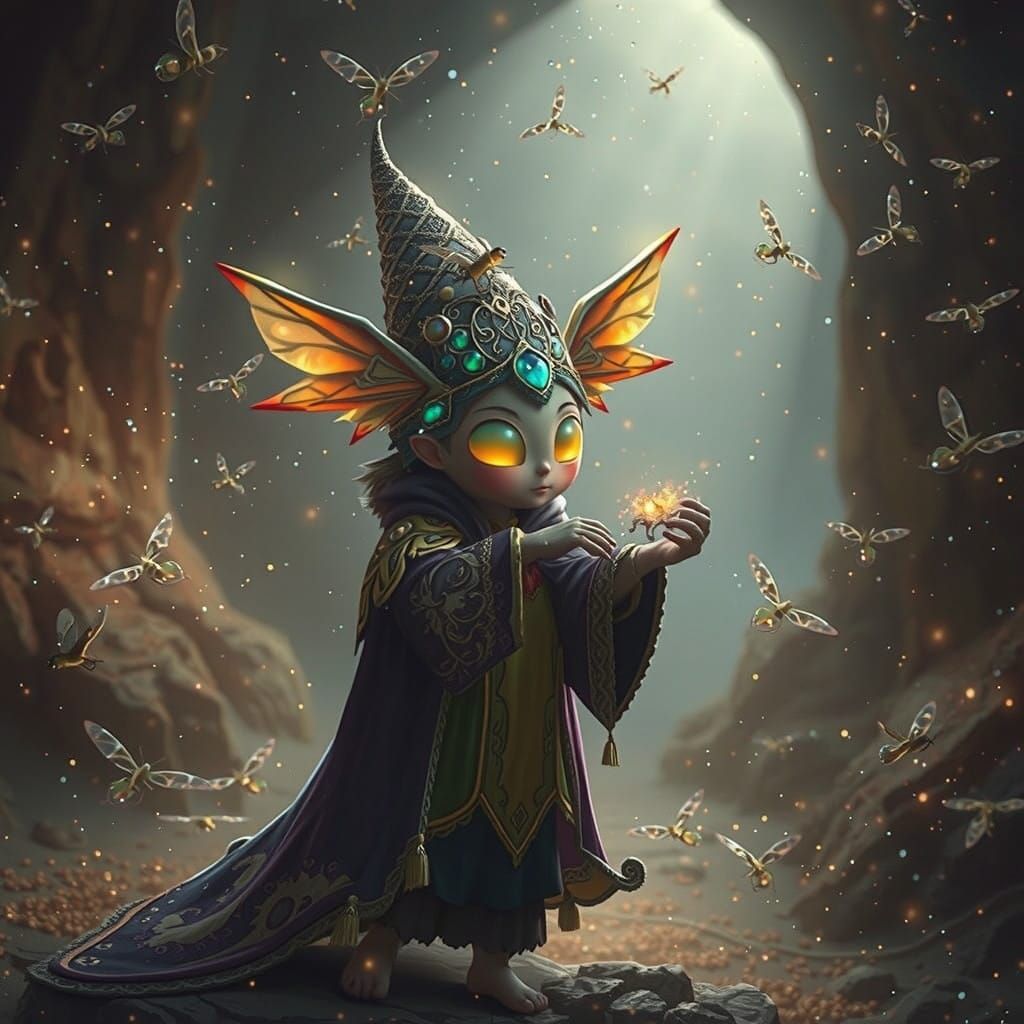 Enchanting Firefly in a Vibrant Snowglobe Scene