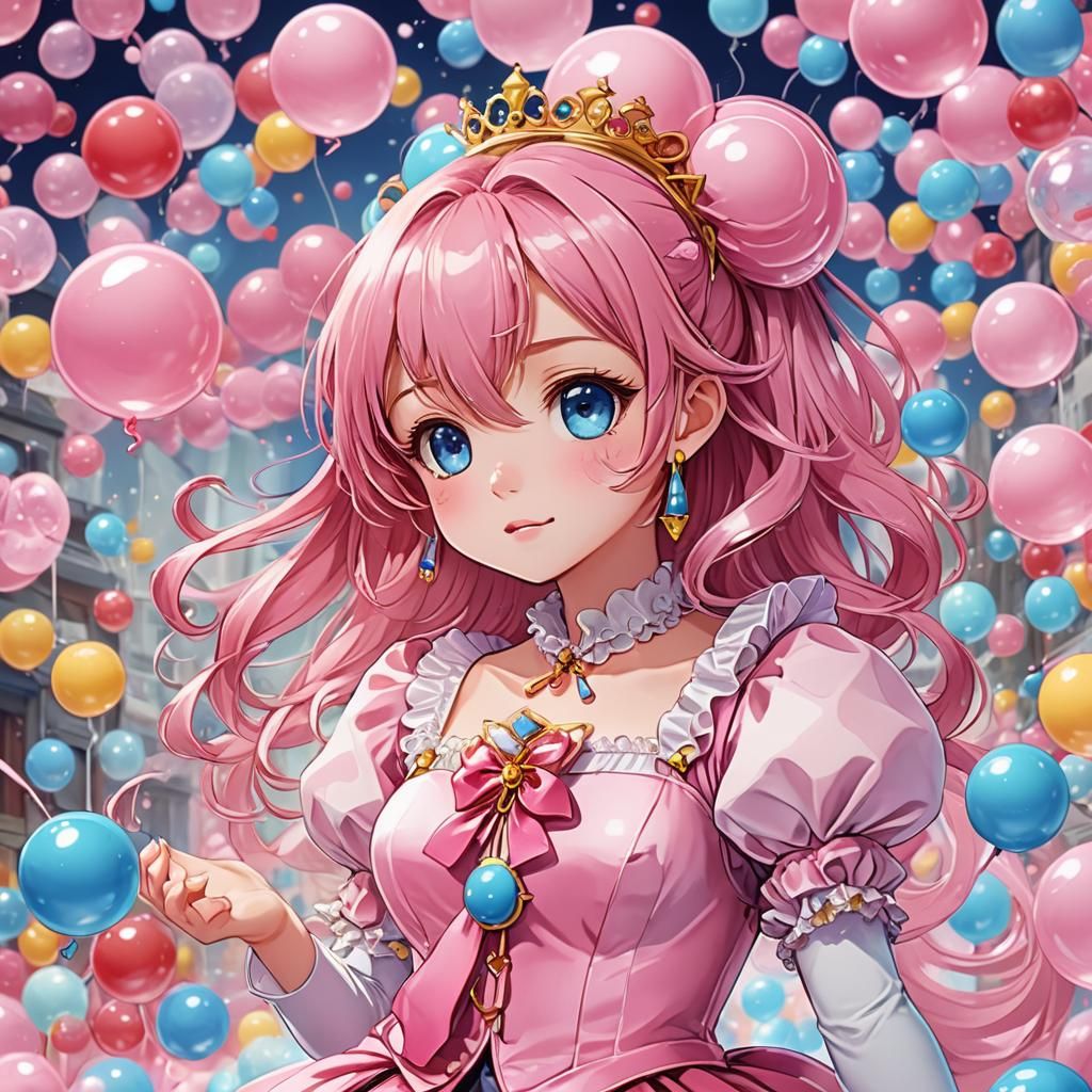 Anime Bubblegum Princess in Manga Key Visual Style