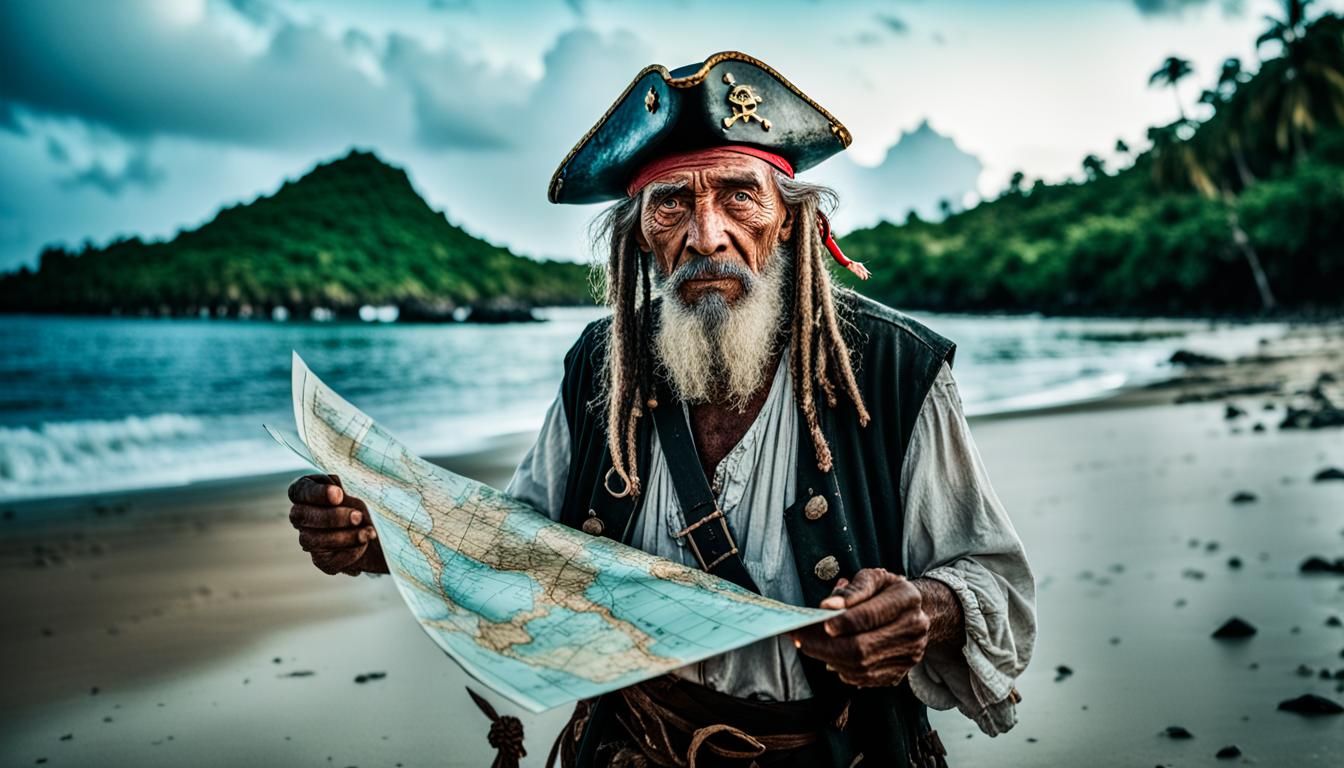 Pirate Treasure Map on Tropical Island Photo