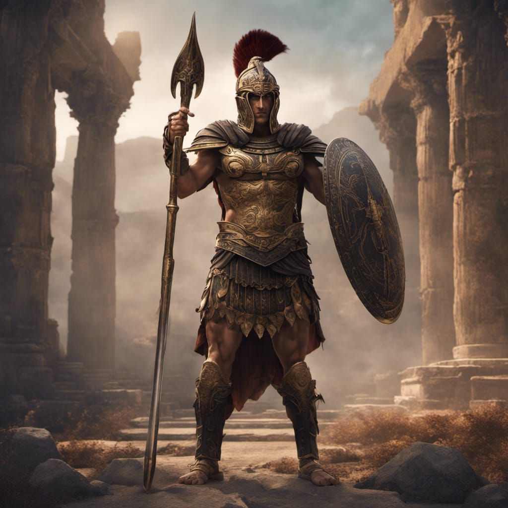 Ancient Greek Warrior in Detailed Matte Painting