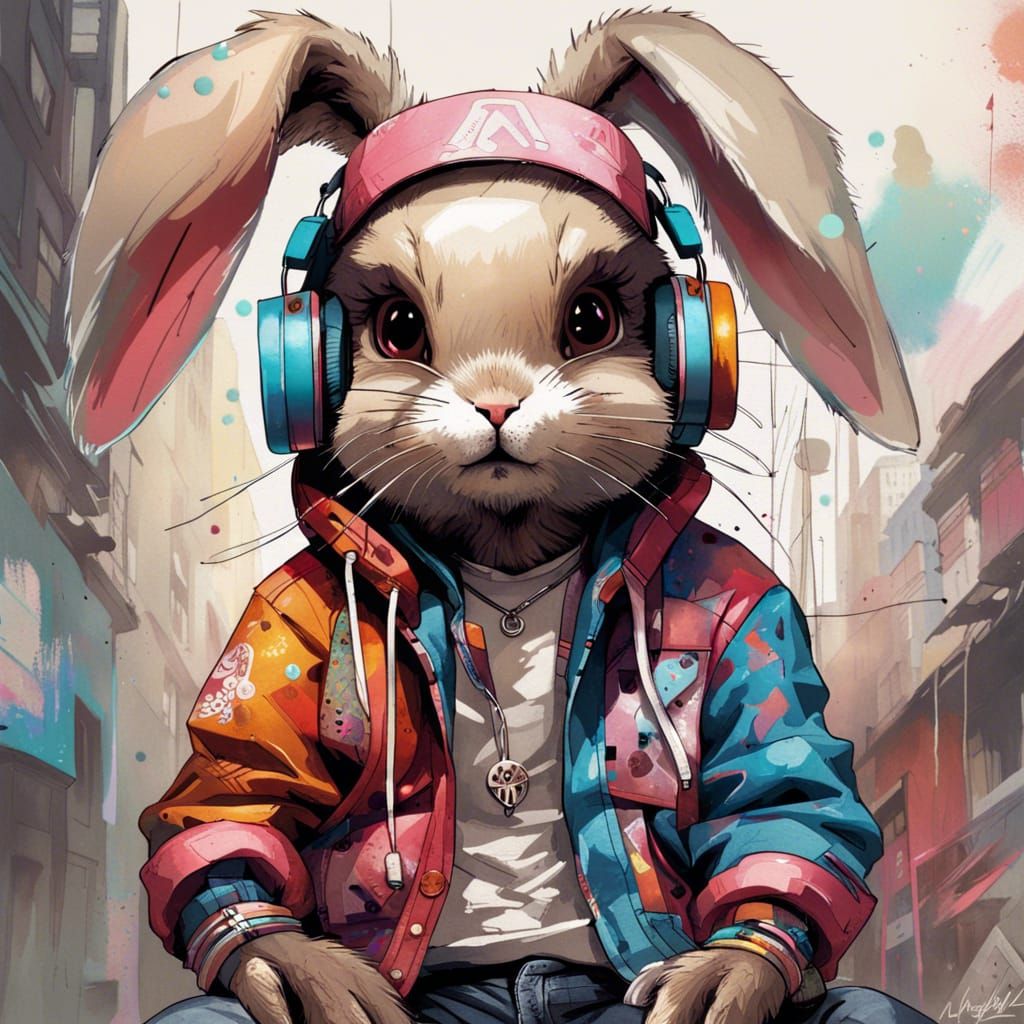 Hip Hop Bunny Rabbit in Polychromatic Detail