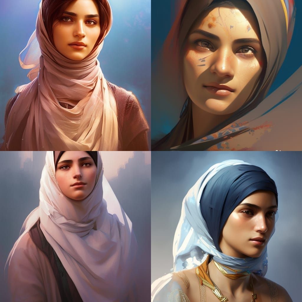 Detailed Portrait of Palestinian Woman in Artstation Style