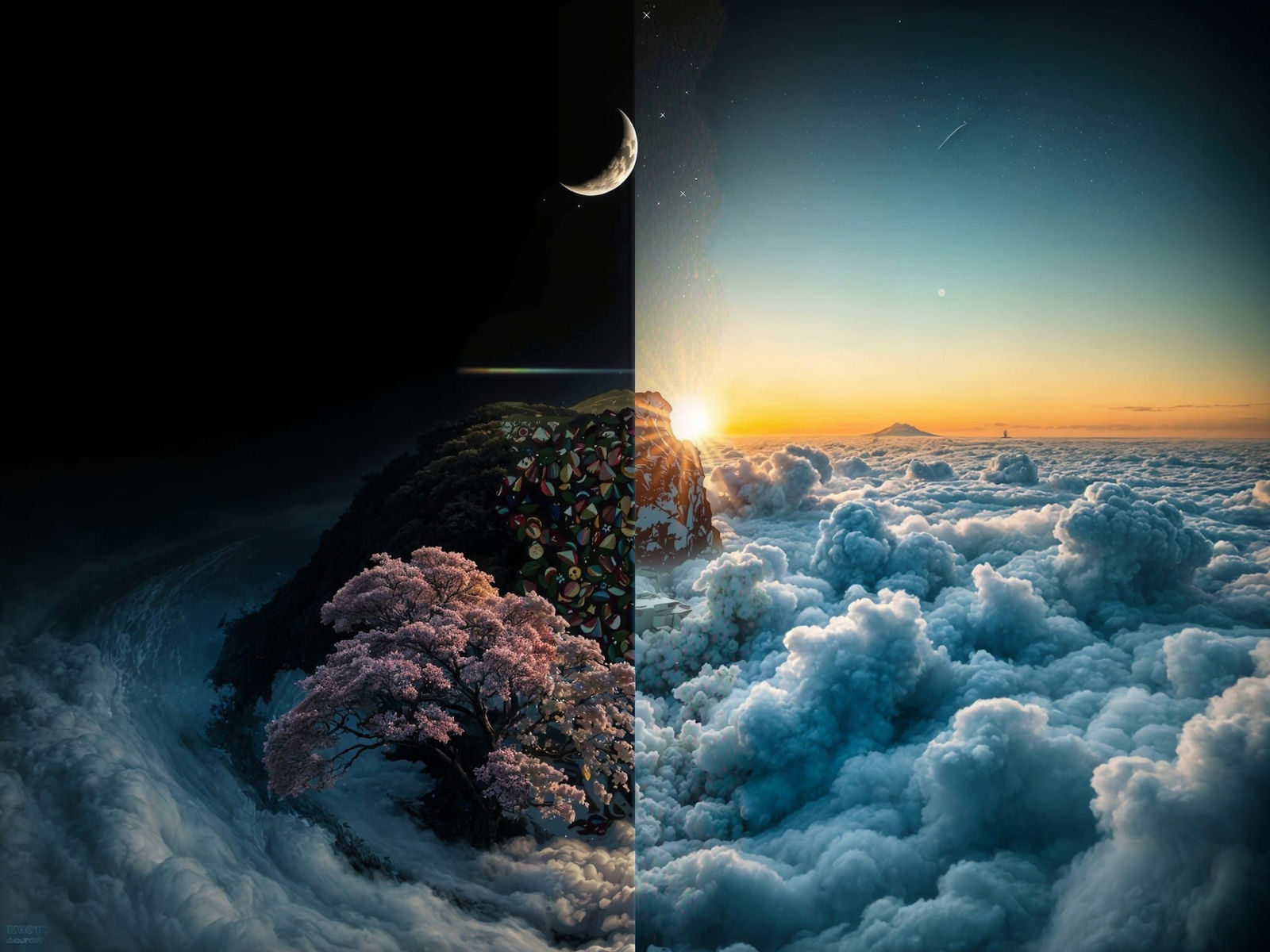 Four Seasons: Night and Day Double Exposure