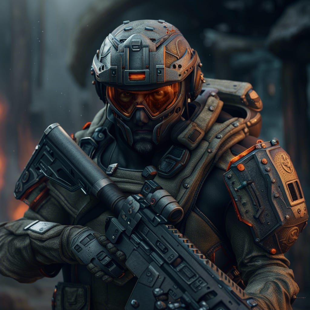 Next Gen Soldier in Detailed Matte Painting