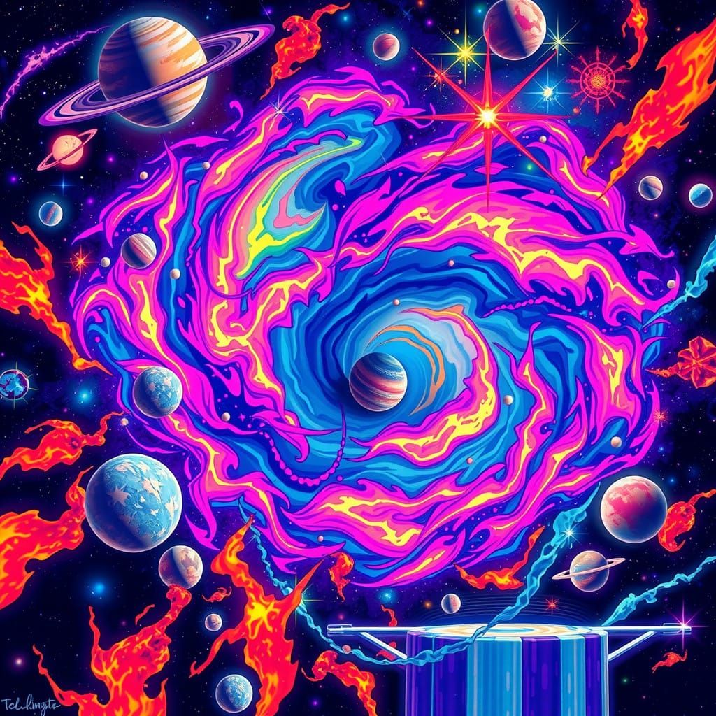 Cosmic Vortex of Vibrant Colors in Holographic Detail